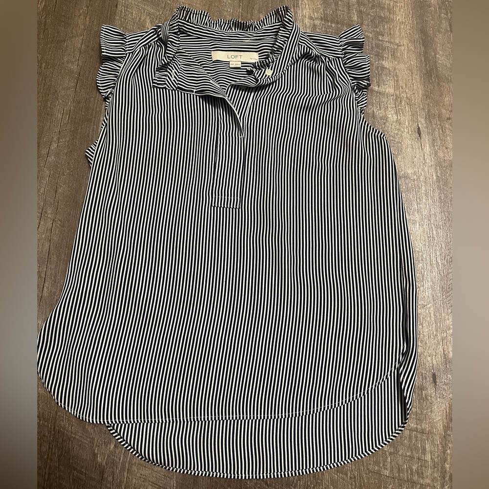 LOFT Black and White Striped Top